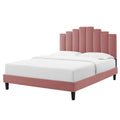 Queen Size Velvet Platform Bed Frame X719121
