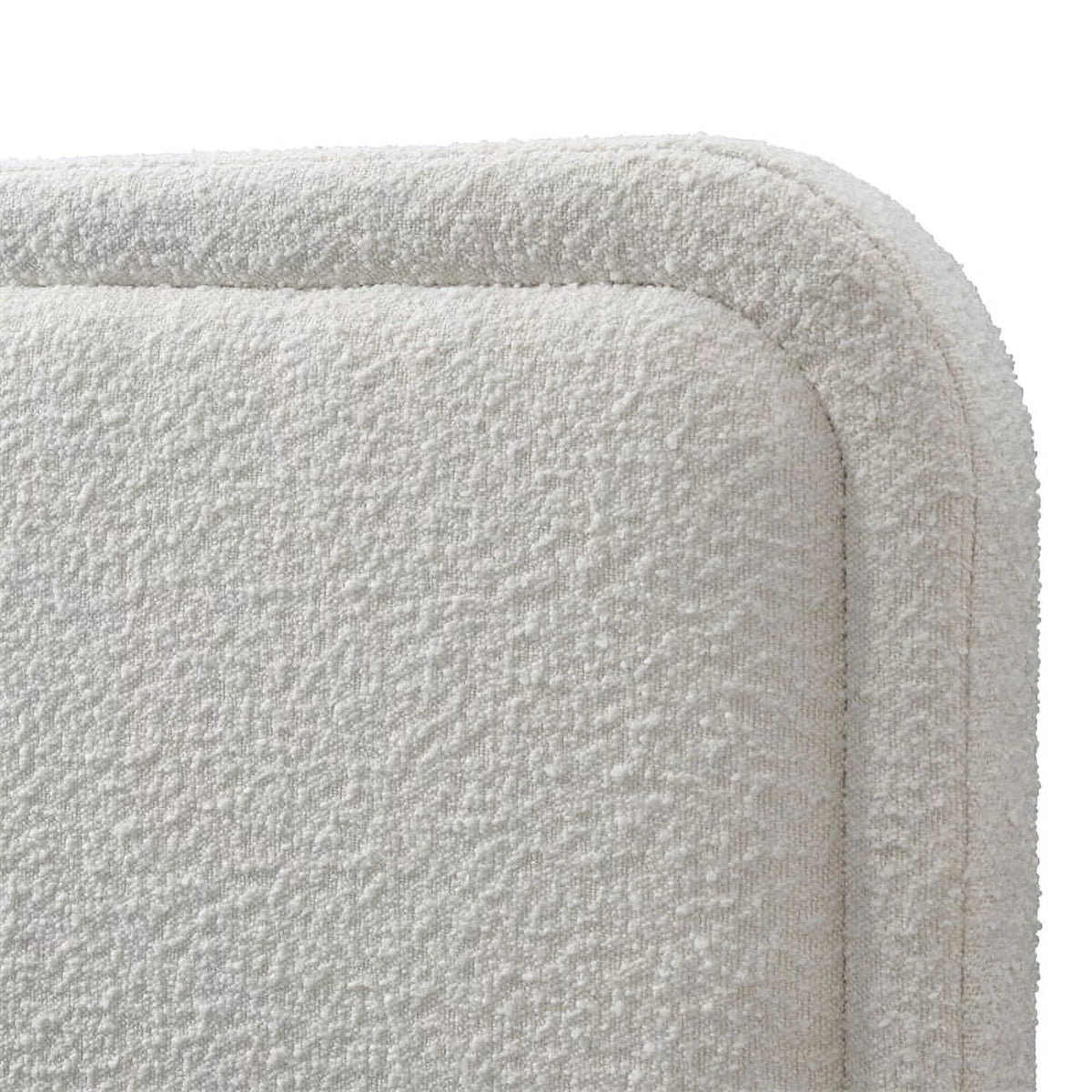 Queen Upholstered Platform Bed in White Boucle Fabric Q572