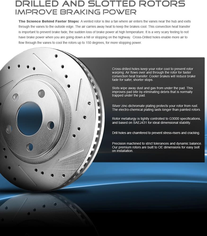280 mm Front Brake Disc Rotors + Metallic Brake Pads U319029