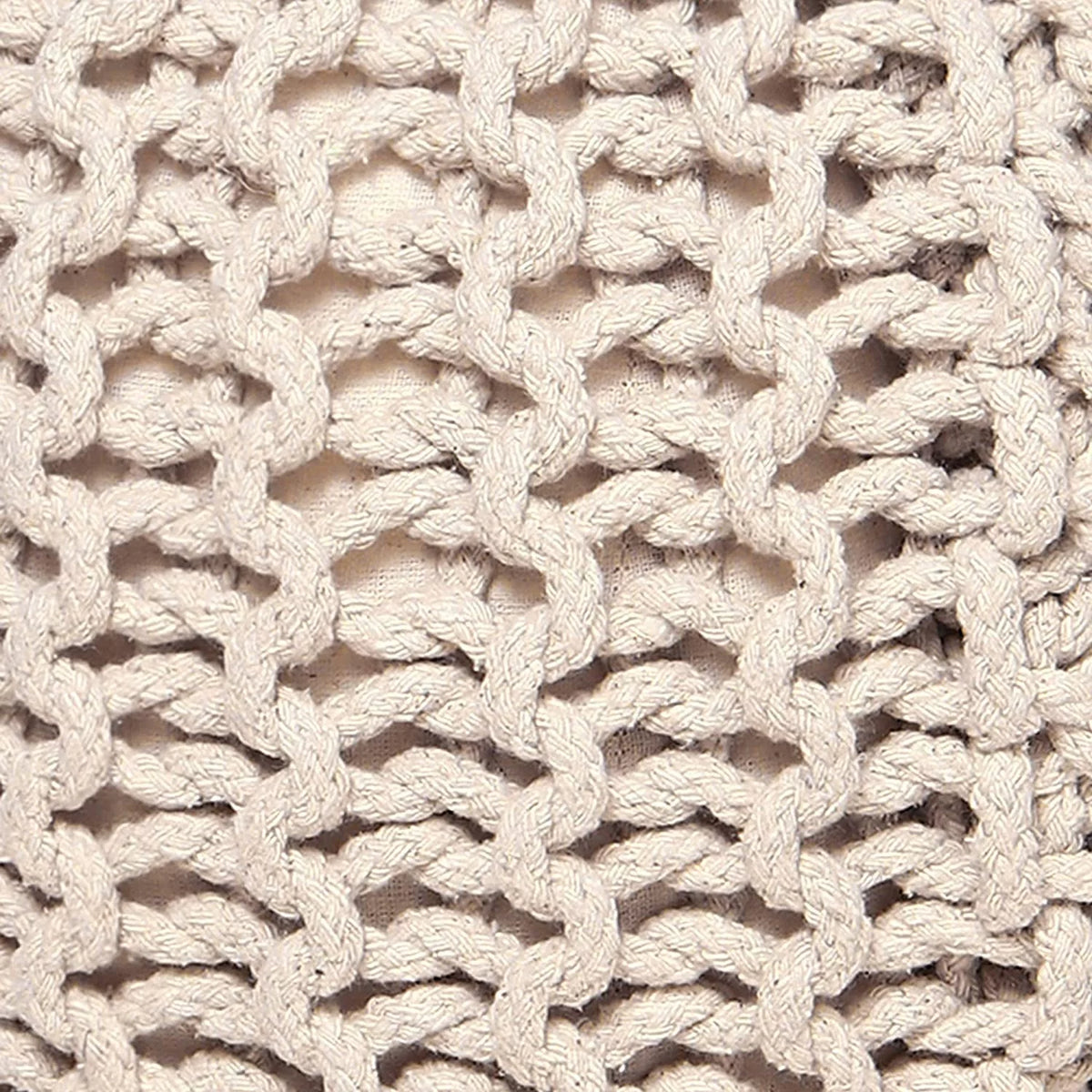Cable Knitted 100% Cotton Round Pouf Ottoman S660