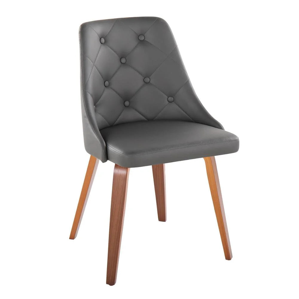Grey Faux Leather Walnut Wood Dining Chair Set of 2 N9964