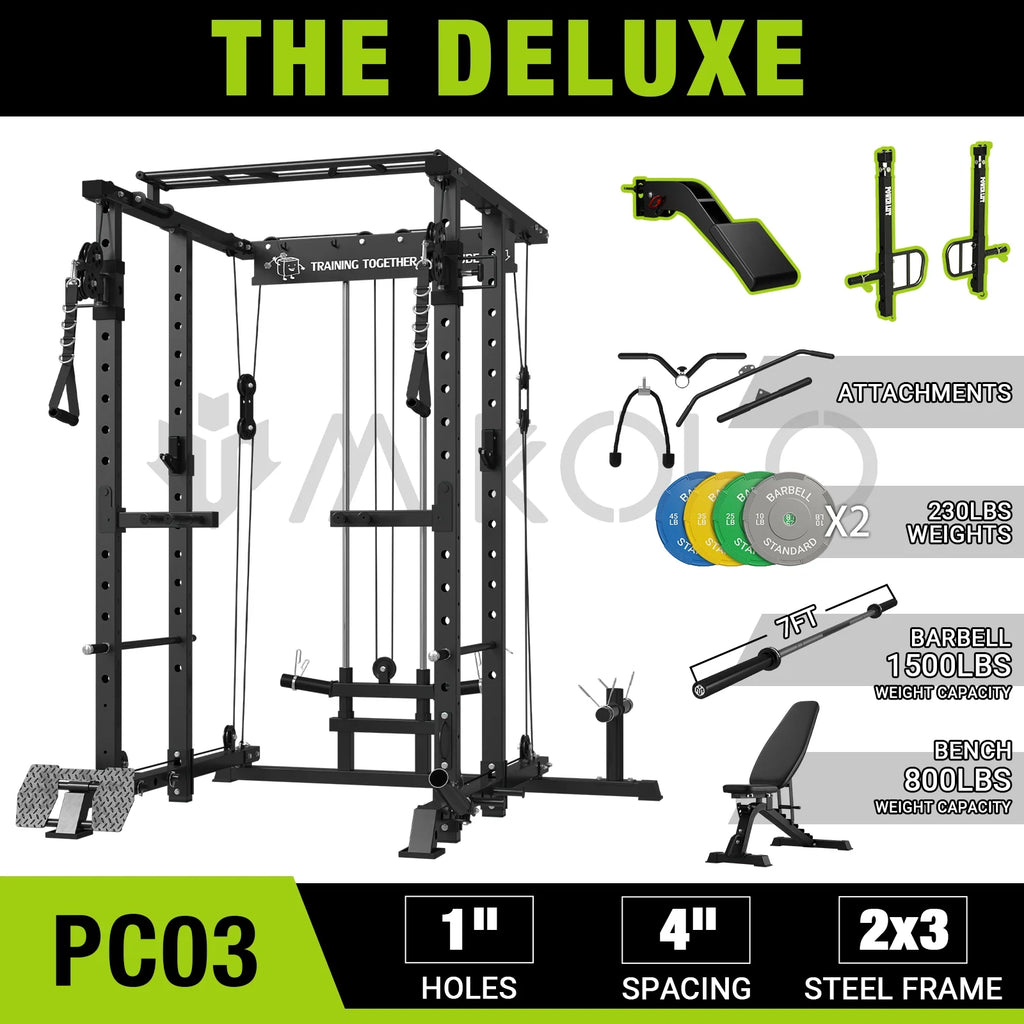 1500 lbs Power Rack Cage with Cable Crossover Machine Q90988