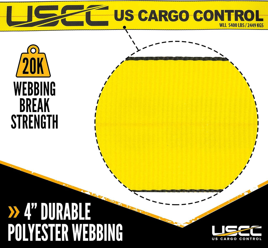 4 Inch x 11 Inch Yellow Fixed End with Ratchet and Flat Hook F939317