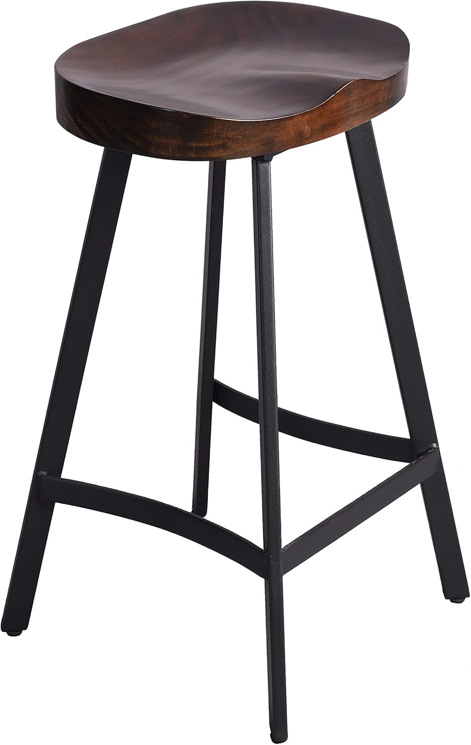 Black 26.77 inch Wood Metal Saddle Seat Bar Stool O913