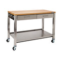 Stainless Steel Kitchen Island with Solid Wood Top Y770