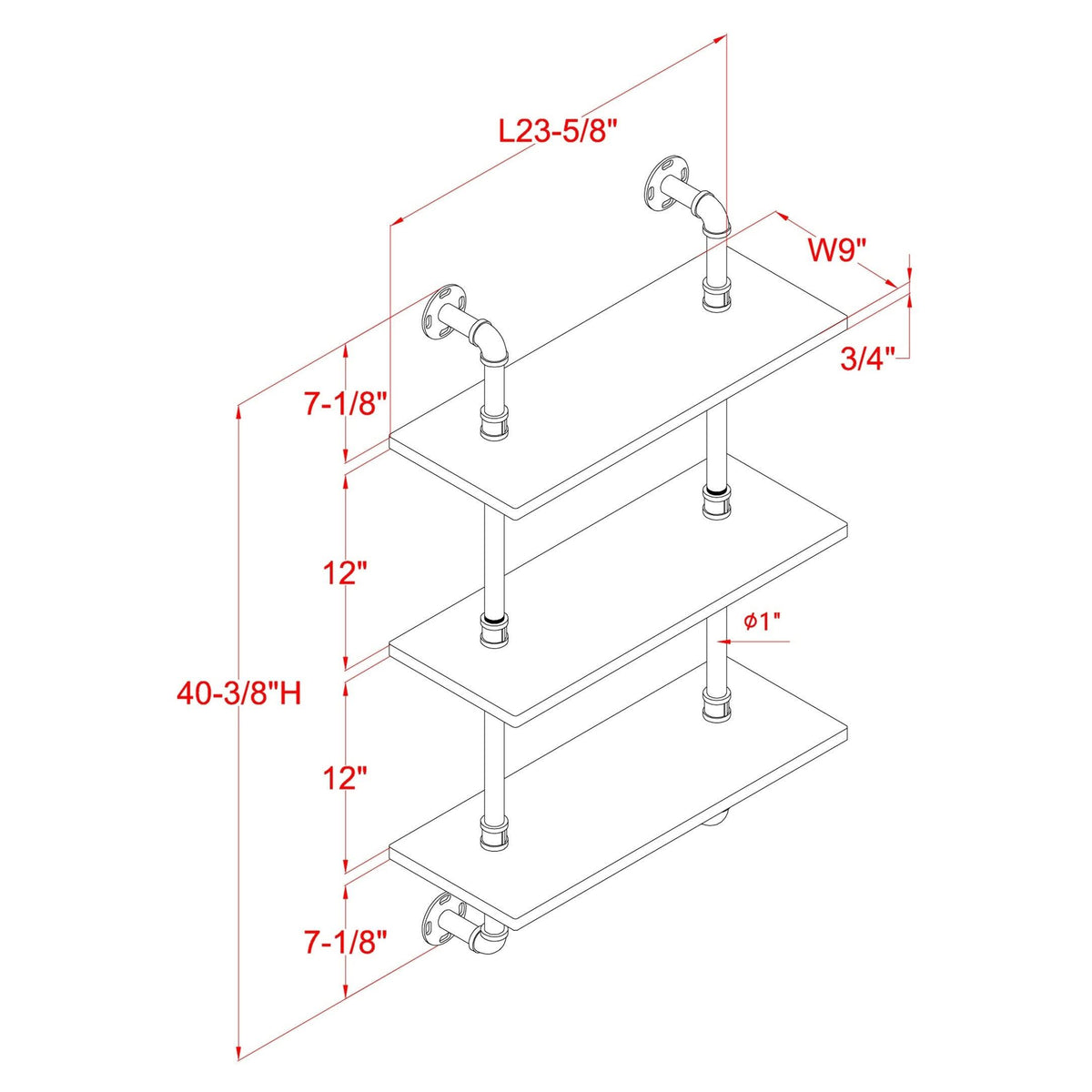 2-Tier Floating Ladder Wall Shelf I860