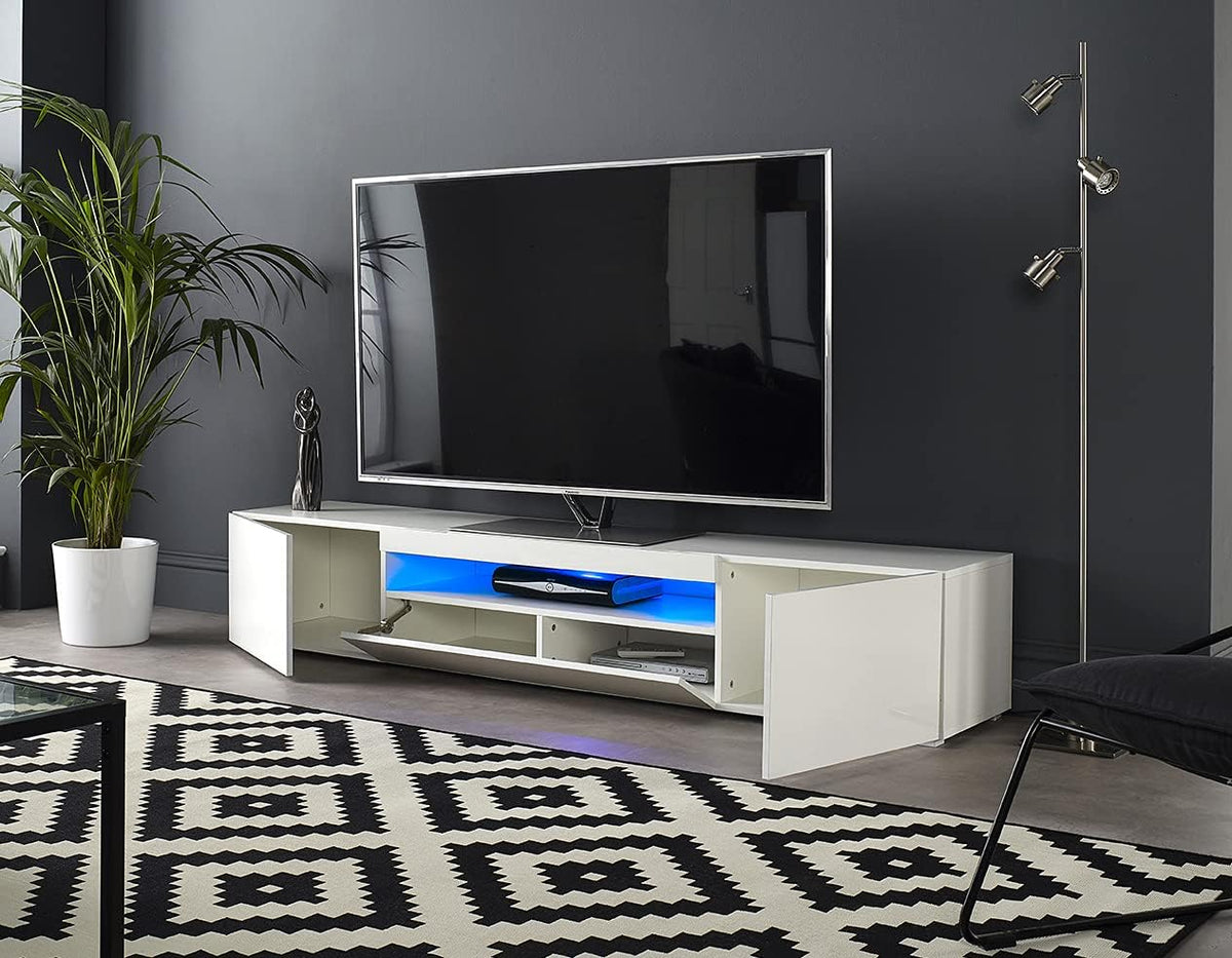 White TV Stand with Lights Y402927