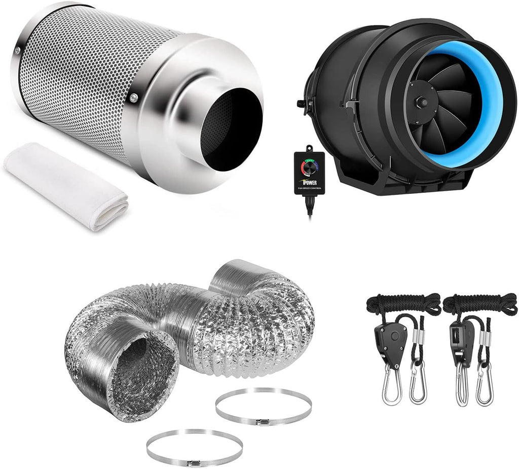 6 Inch 294 CFM Inline Fan with Carbon Filter and Ducting N435