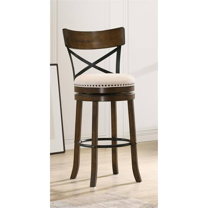 Live Edge Oak Wood Swivel Barstool Set of 2 S1619