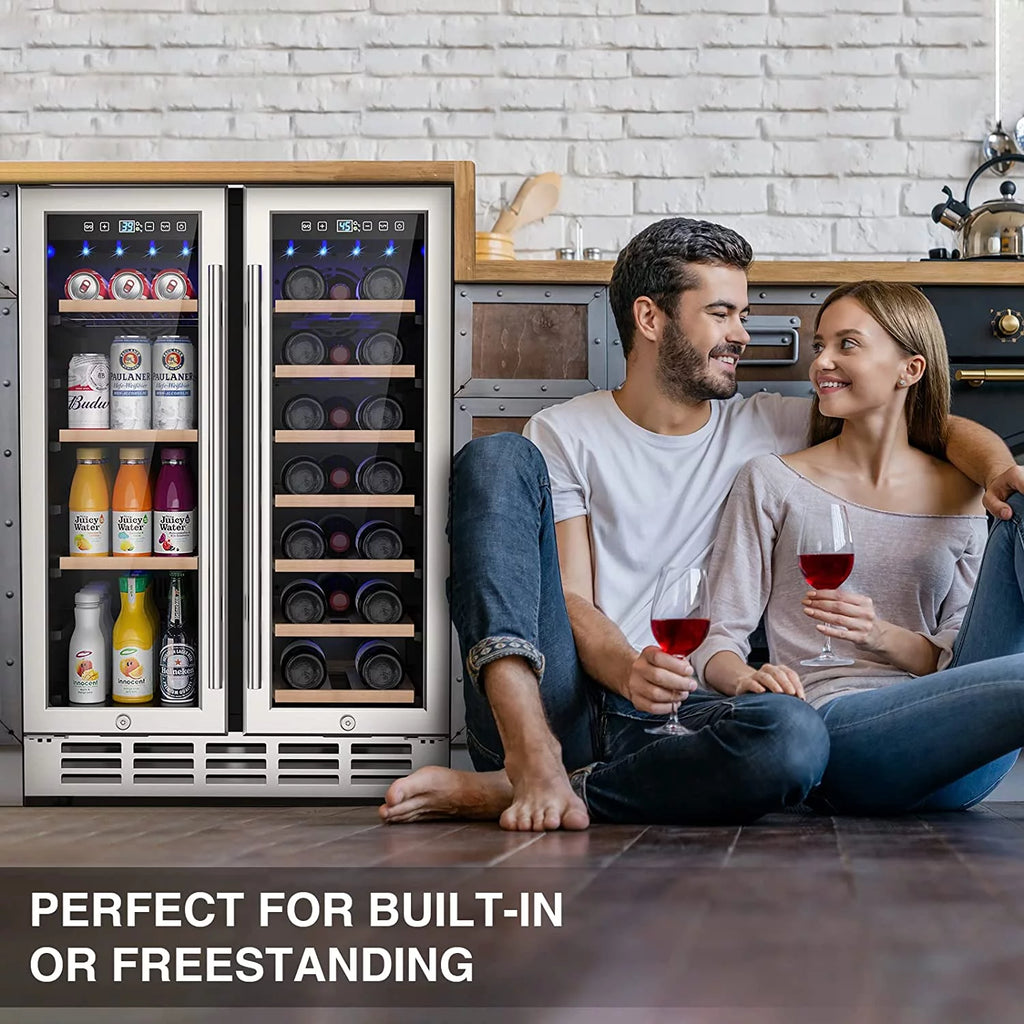 24 inch Dual Zone Wine Cooler Beverage Refrigerator J13424