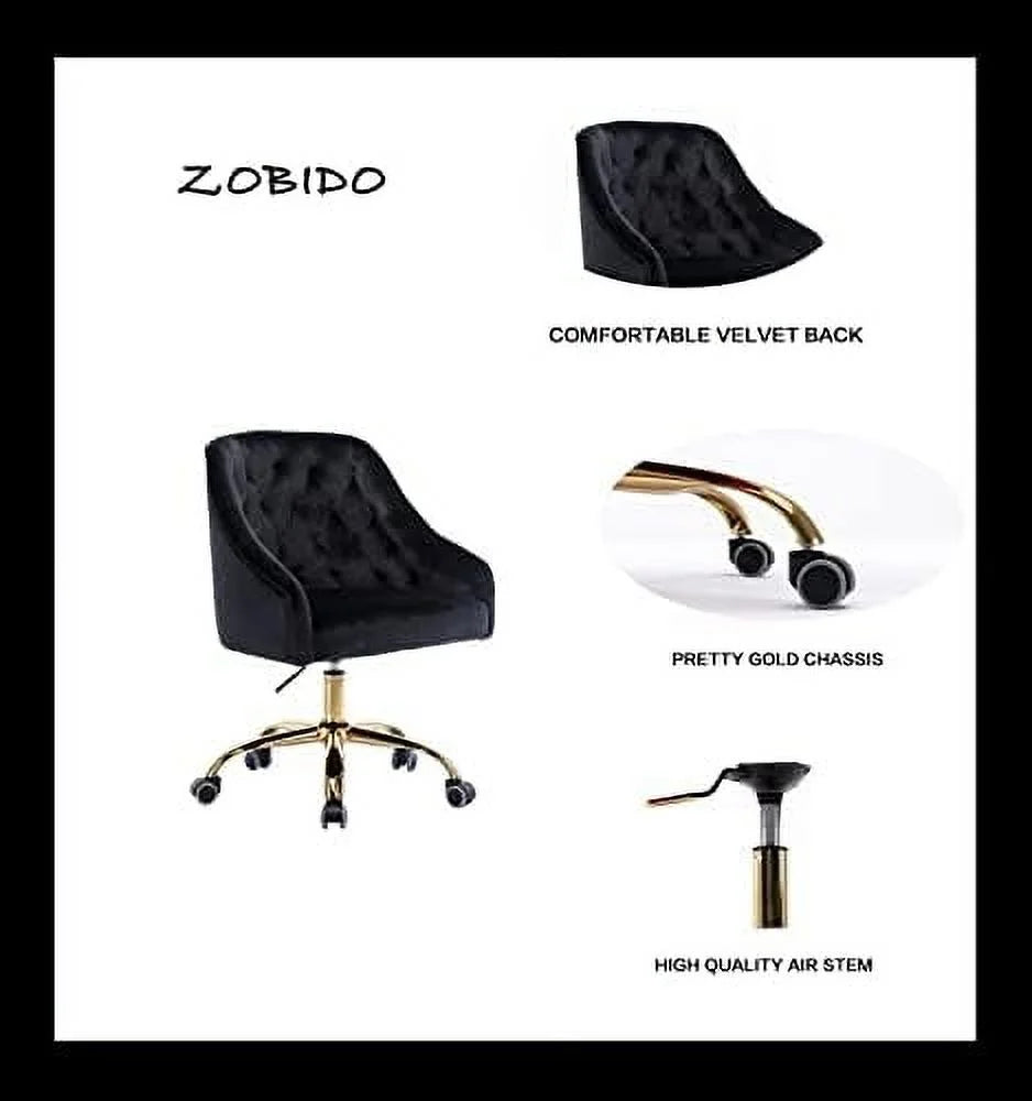 Pink Velvet Upholstered Swivel Desk Chair with Wheels L778