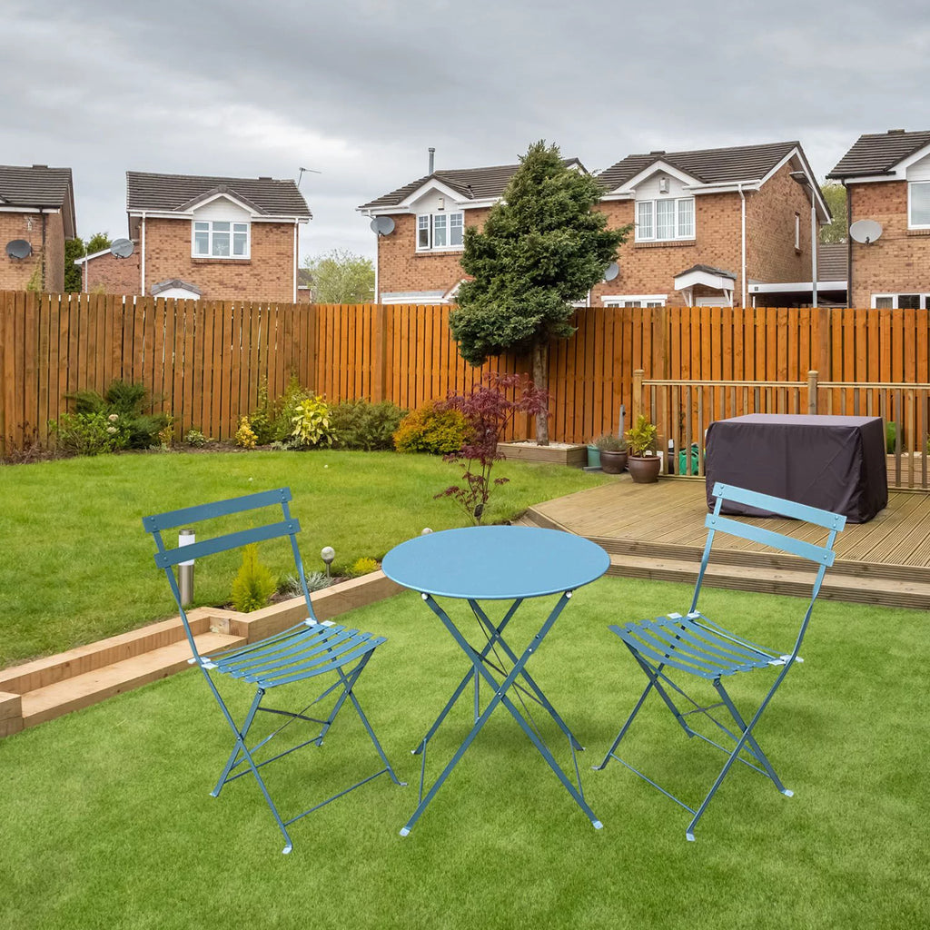3 Piece Porch Furniture Set with Tea Table Blue E98872