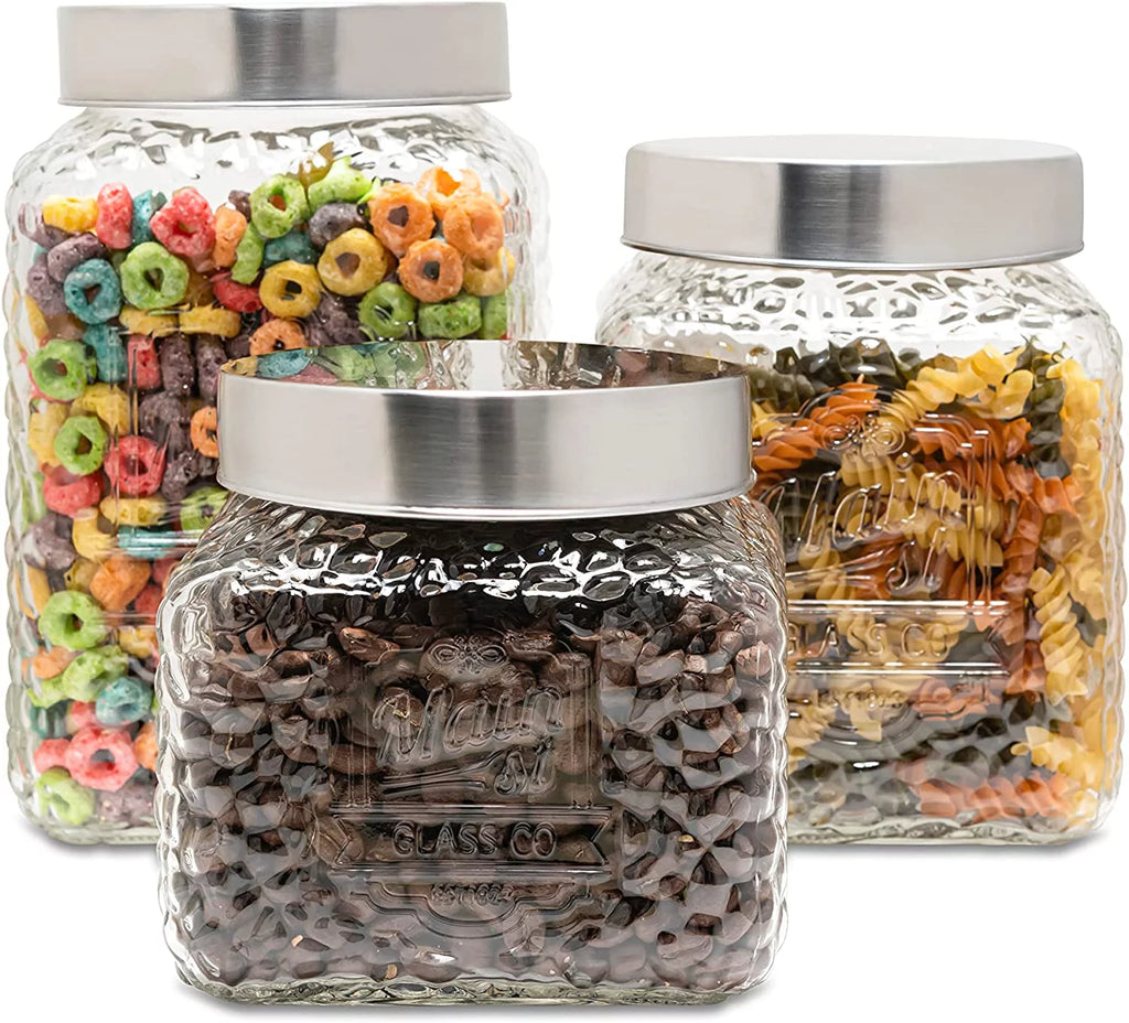 Clear Glass Storage Containers with Airtight Lid, Set of 3 C692