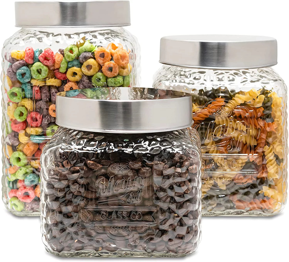 Clear Glass Storage Containers with Airtight Lid, Set of 3 C692