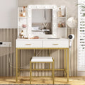 White Makeup Vanity with Lighted Mirror & Power Strip B243
