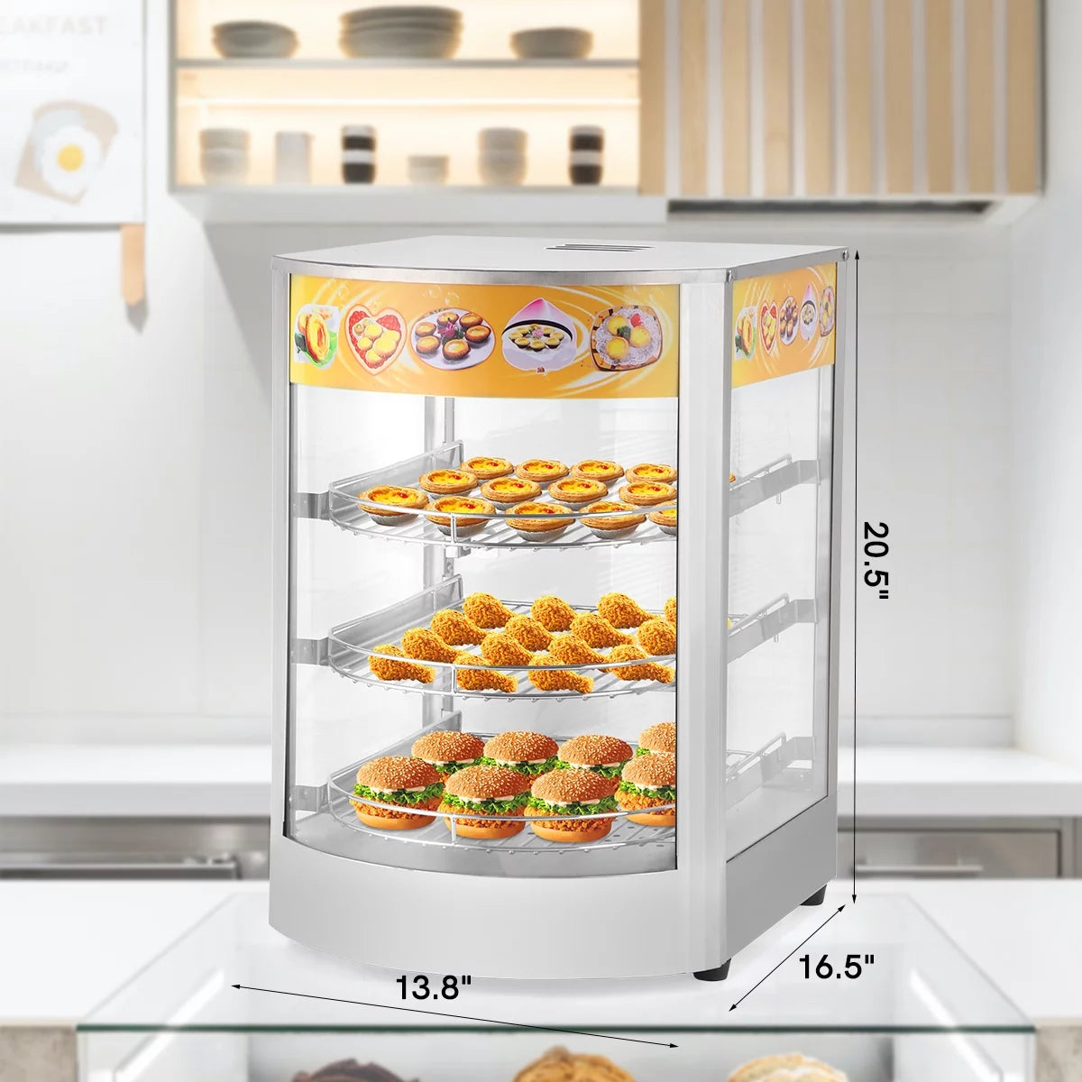 800W 3-Tier Commercial Food Warmer Display Case S76216