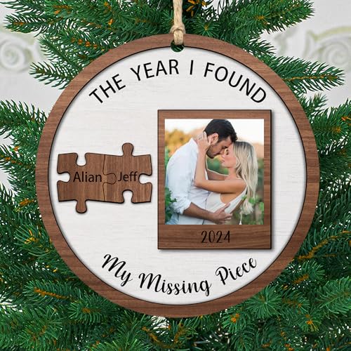 2-Layered Wooden Couple Puzzle Christmas Ornament R7321