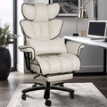 Big and Tall Ergonomic PU Leather Reclining Office Chair with Footrest W3592