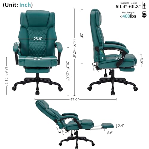 Grey Reclining Massage Office Chair with Foot Rest M69957
