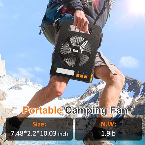 Solar Powered 4000mAh Portable Table Fan with LED Lantern Y296297