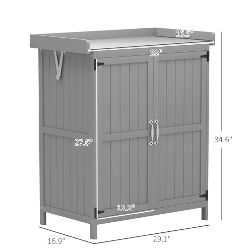 Outdoor Storage Cabinet with Metal Tabletop and Shelf K370422