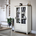 White Bookcase Cabinet with Sliding Glass Doors I1174