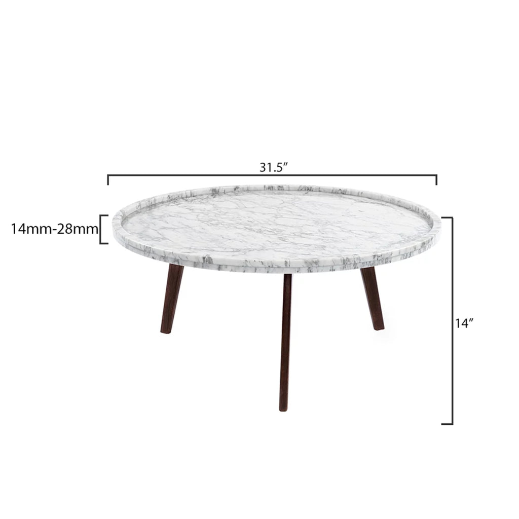 White and Brown Round Marble Coffee Table U440849