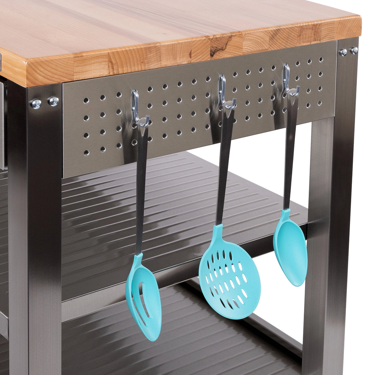 Stainless Steel Kitchen Island with Solid Wood Top Y770