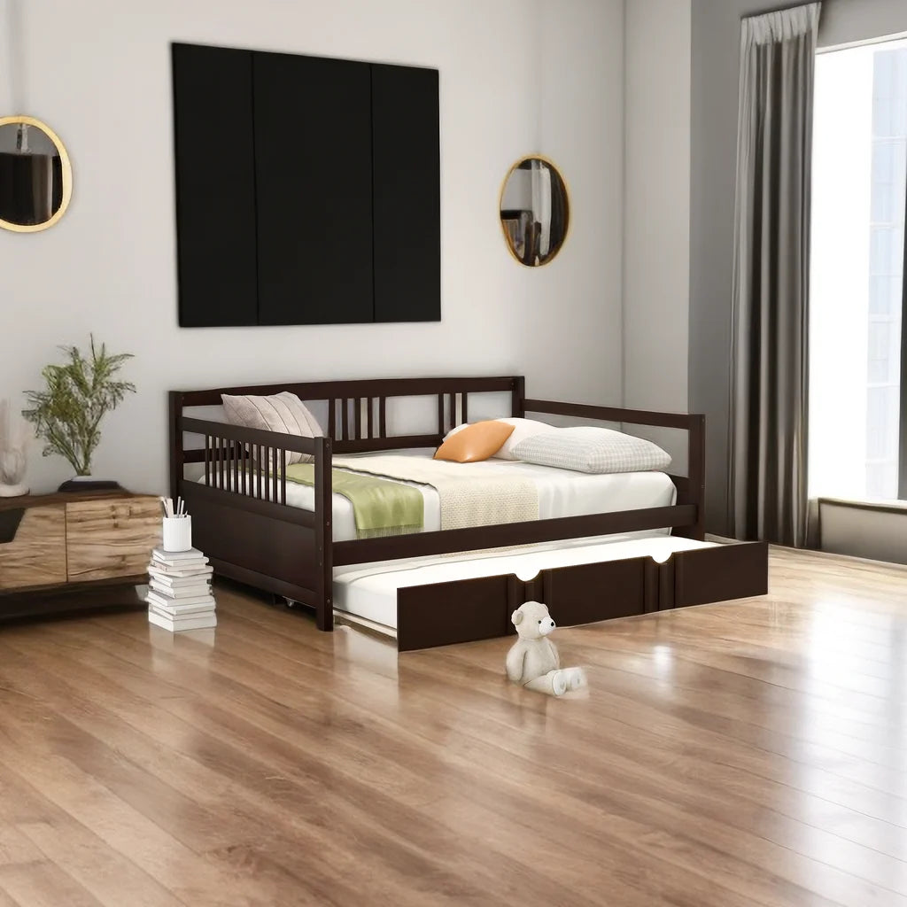 Full Size Wood Daybed with Twin Trundle T81061