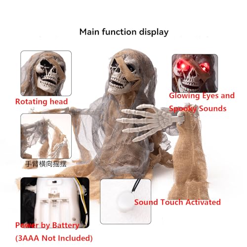 Animatronics Zombie Skeleton with Glowing Eyes and Sounds Z6042