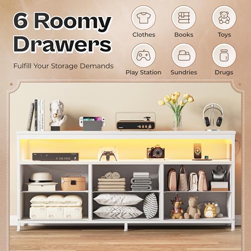 Black 47 Inch TV Stand with 6 Drawer Storage C290