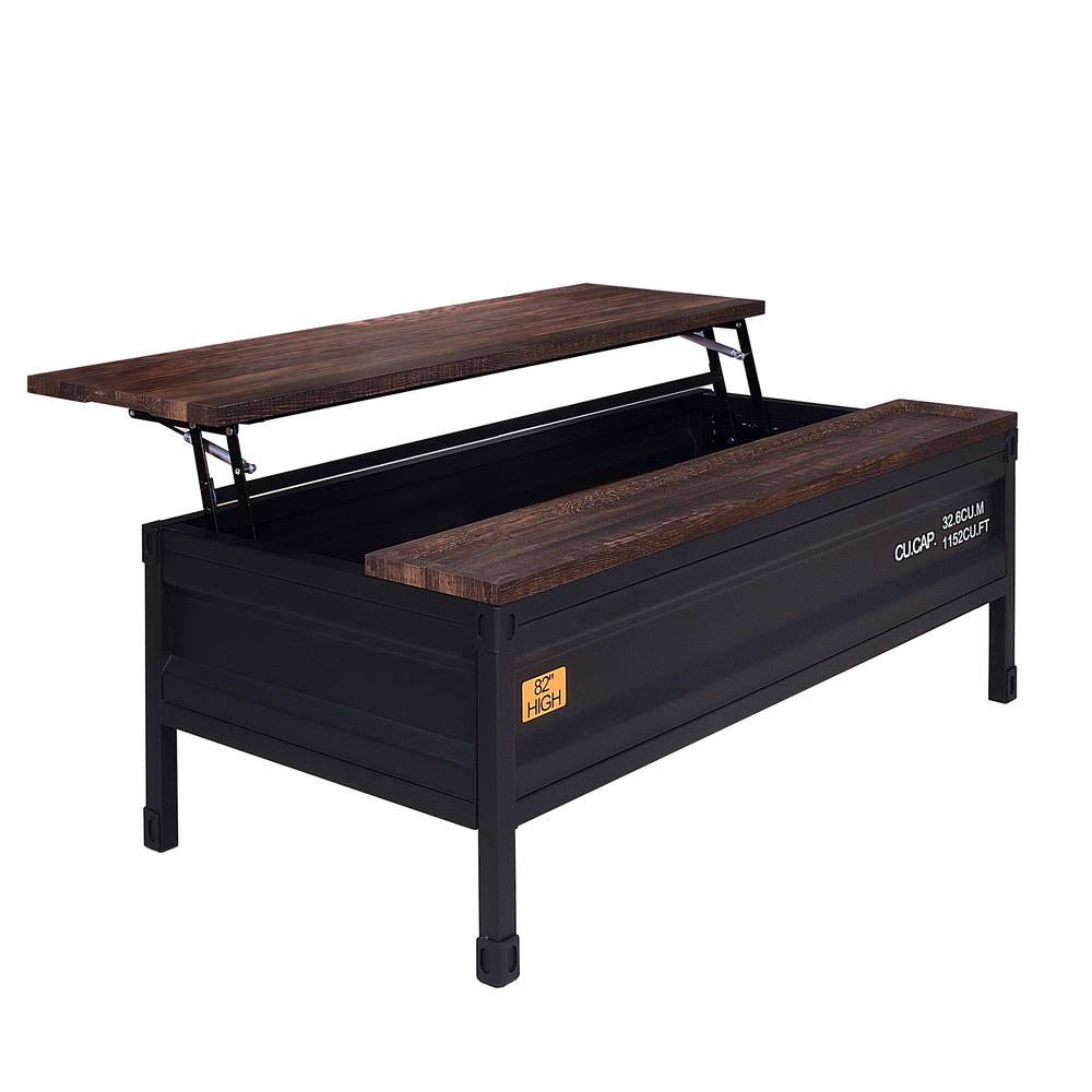 Black and Walnut Rectangle Wood Top Coffee Table S473630
