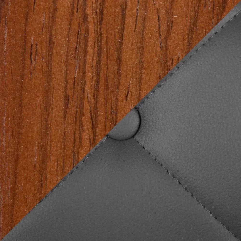 Grey Faux Leather Walnut Wood Dining Chair Set of 2 N9964