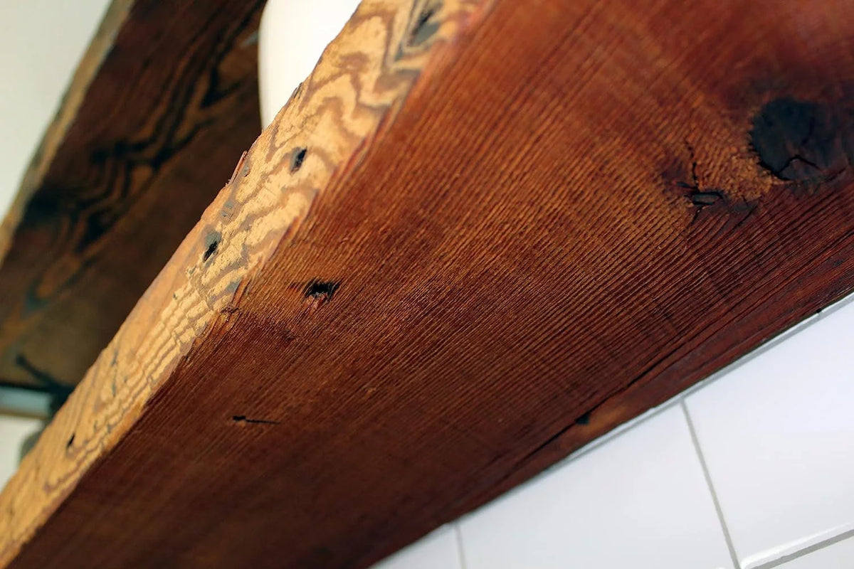 Reclaimed Wood Mantel Shelf with Steel Angle Brackets C906