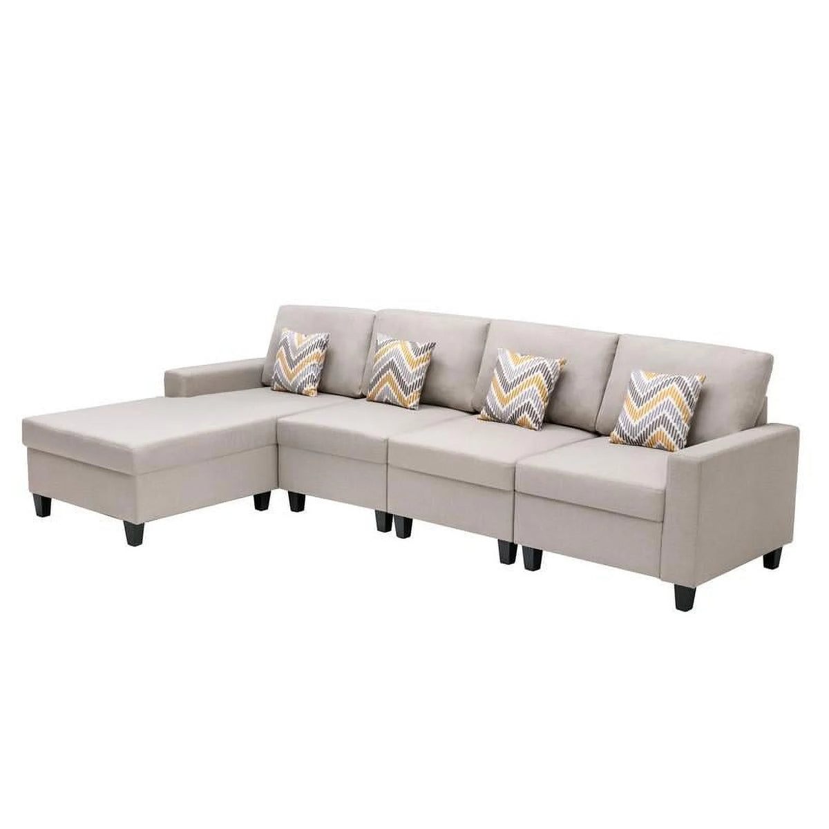Beige Linen Reversible Sectional Sofa Chaise H96471