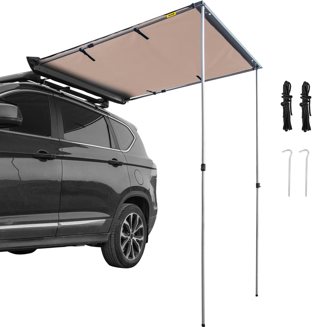 Khaki Pull-Out Retractable Car Side Awning with Carry Bag X2780