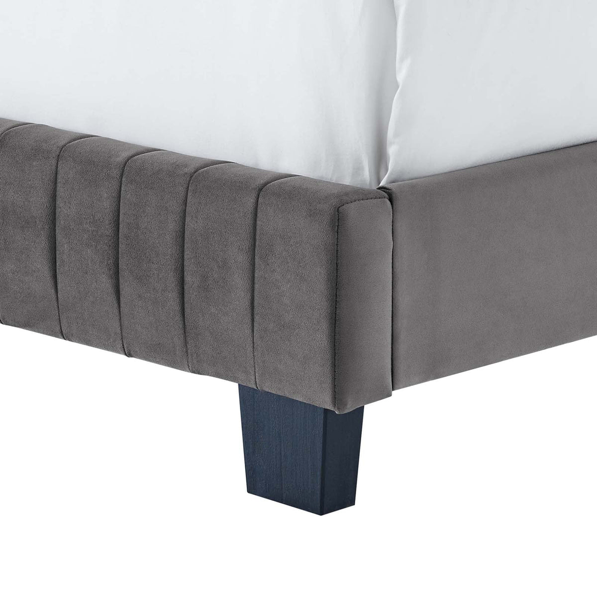 King Size Grey Velvet Tufted Platform Bed Frame Z431