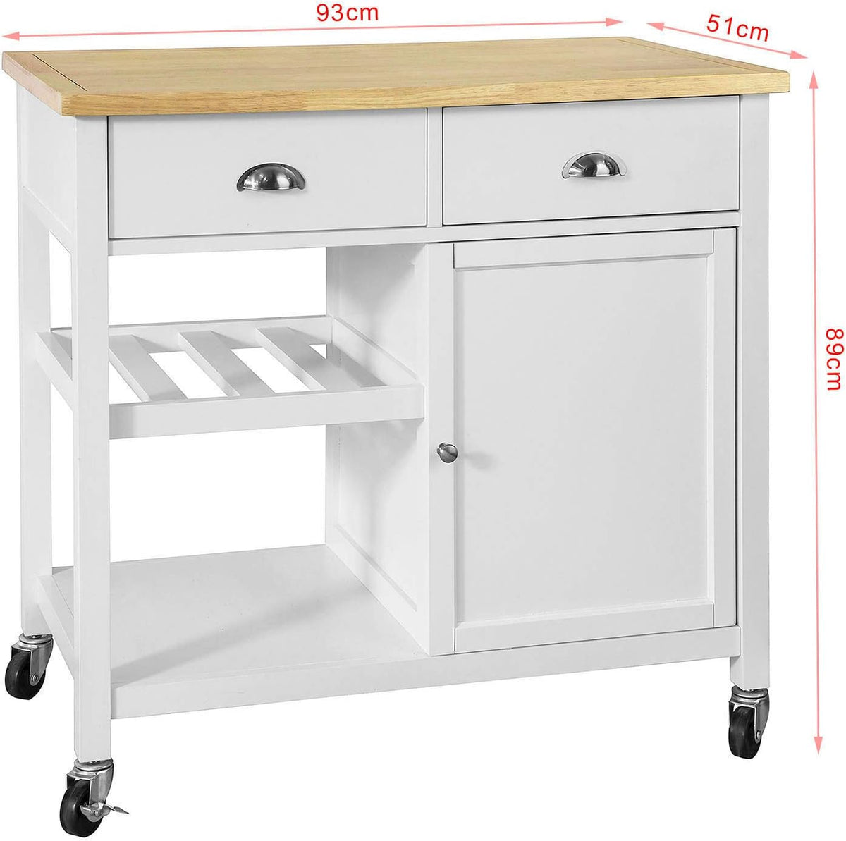Kitchen Cart with Rubber Wood Top D221427