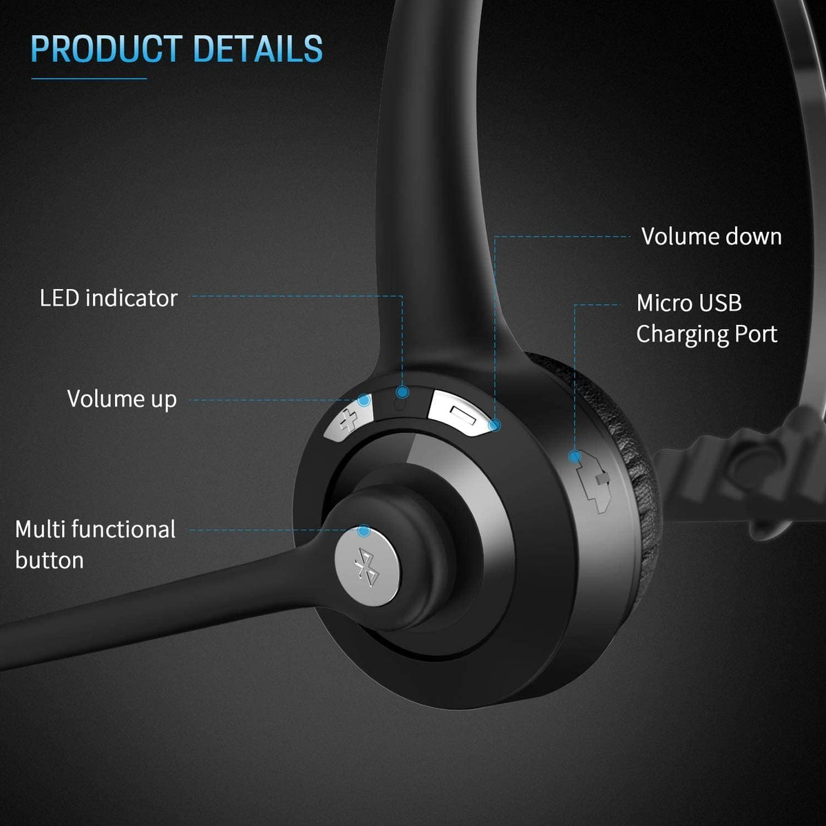 Wireless On Ear Headphones with Microphone J183