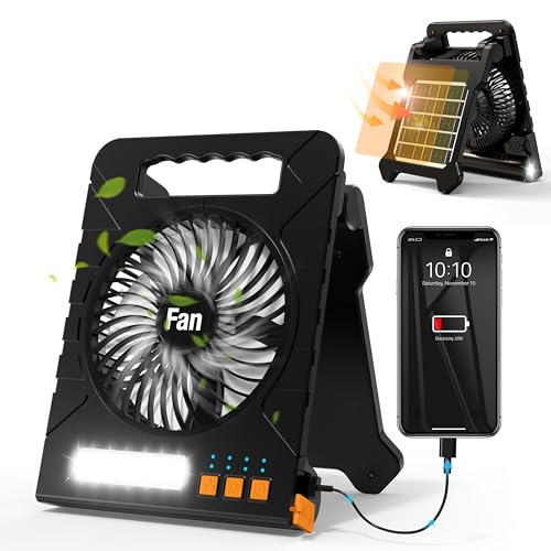 Solar Powered 4000mAh Portable Table Fan with LED Lantern Y296297