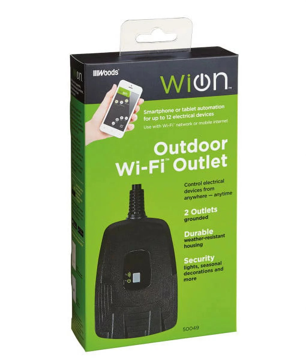 Outdoor Wi-Fi Plug-In Switch, 2 Grounded Outlets, Weather Resistant U329