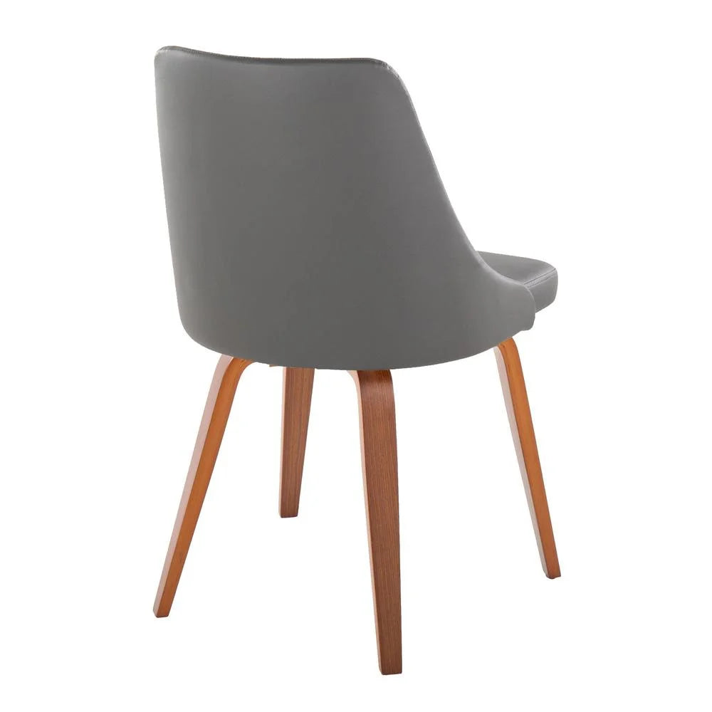 Grey Faux Leather Walnut Wood Dining Chair Set of 2 N9964