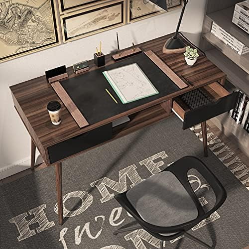 Mid Century Desk with Drawers & Solid Wood Legs J838759