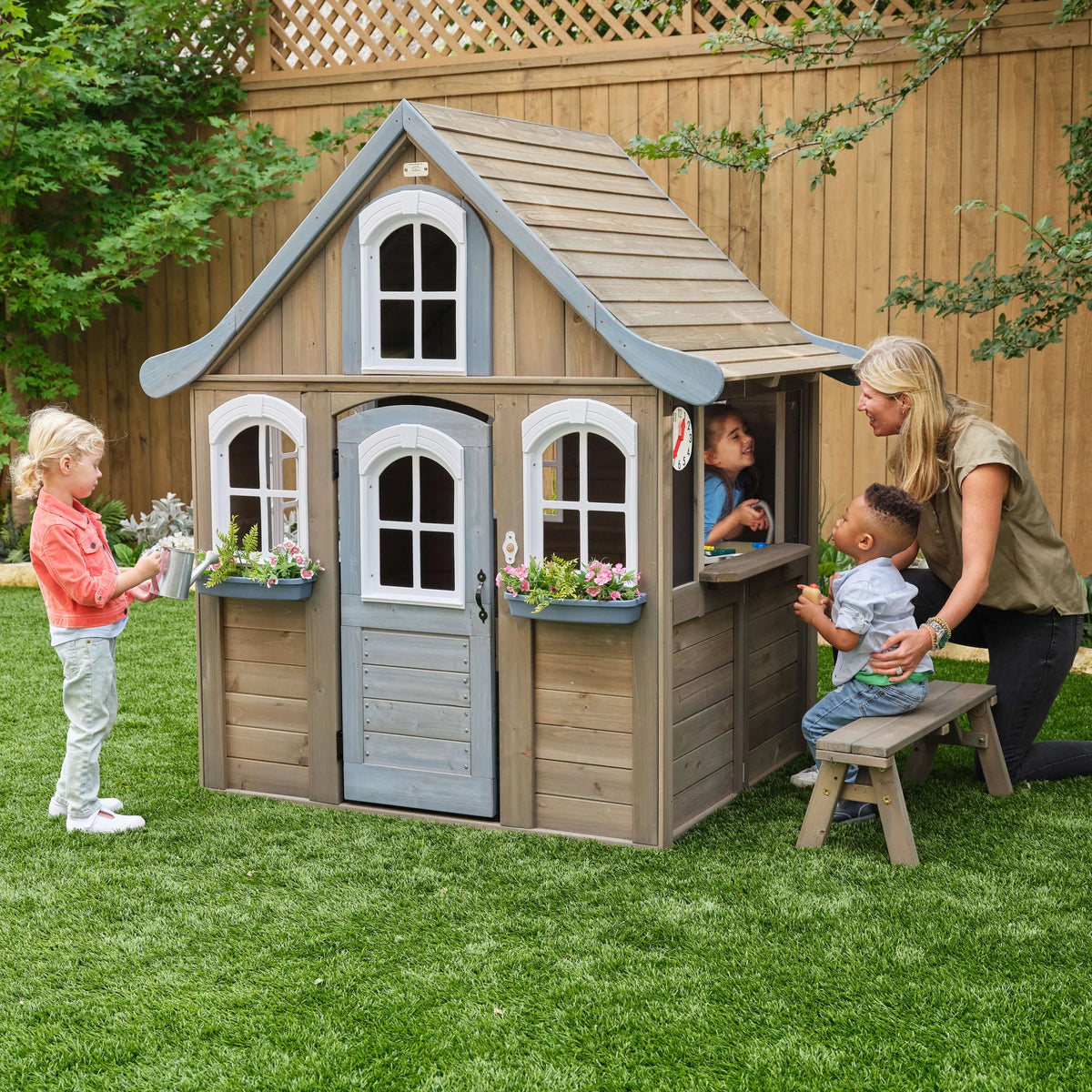 Wooden Outdoor Playhouse with Kitchen C79019