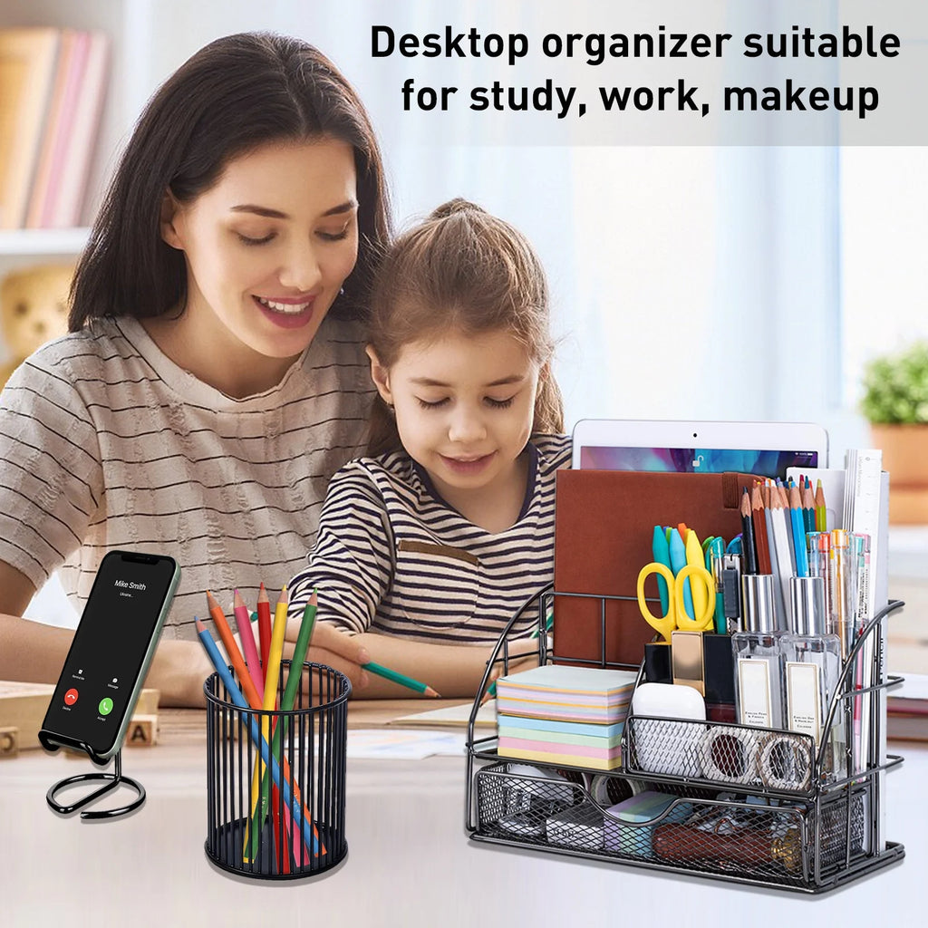 Black 3 Pcs Desk Organizer with Drawer I898