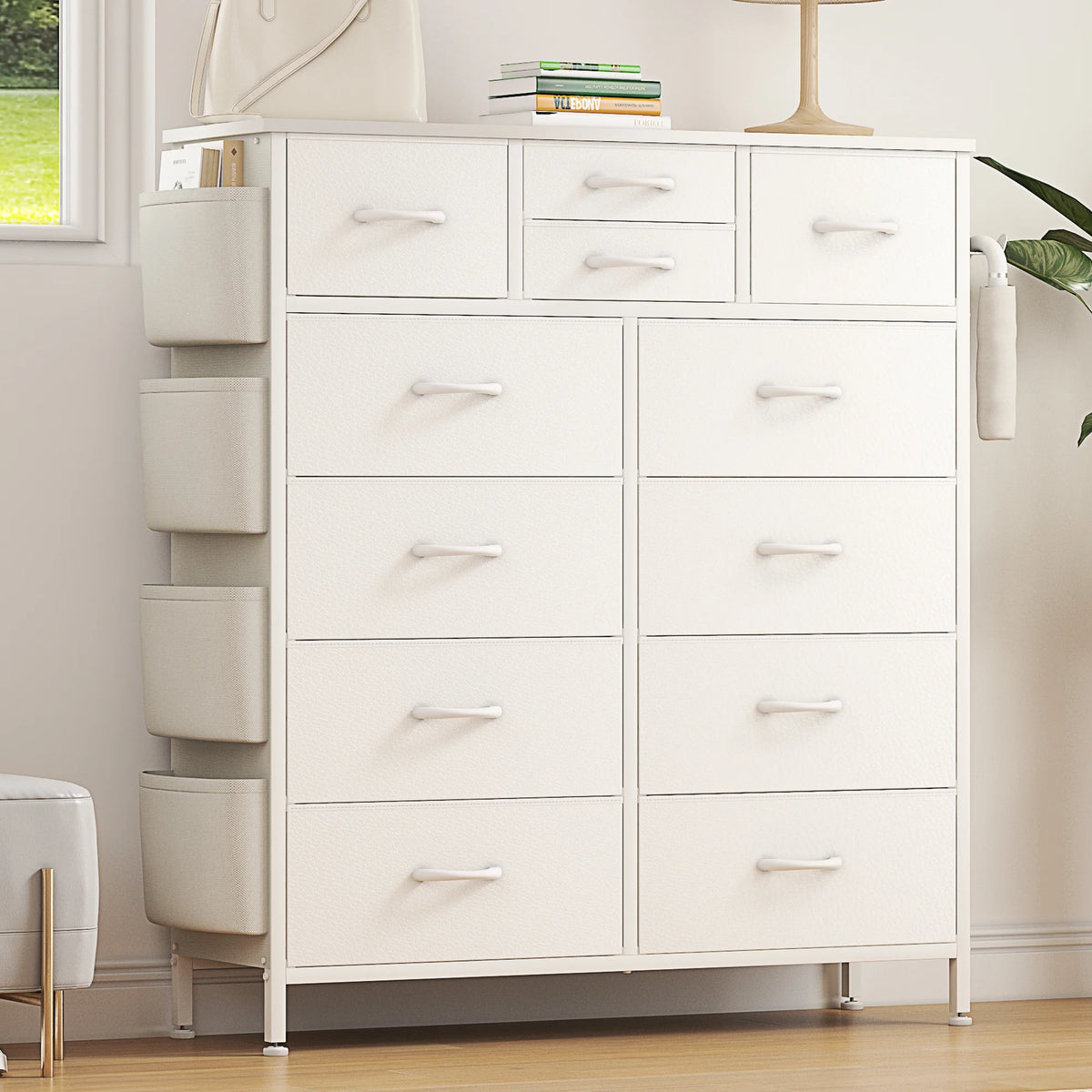 Rustic Brown 12 Drawer Fabric Dresser T17258