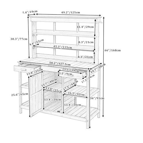 39” Grey Wooden Outdoor Storage Cabinet with 2-Tier Shelves F20058