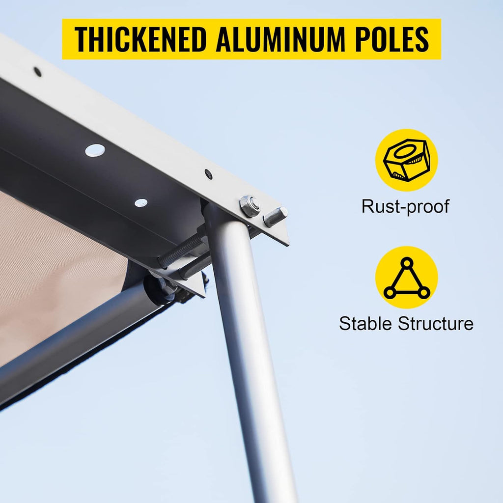 Khaki Pull-Out Retractable Car Side Awning with Carry Bag X2780