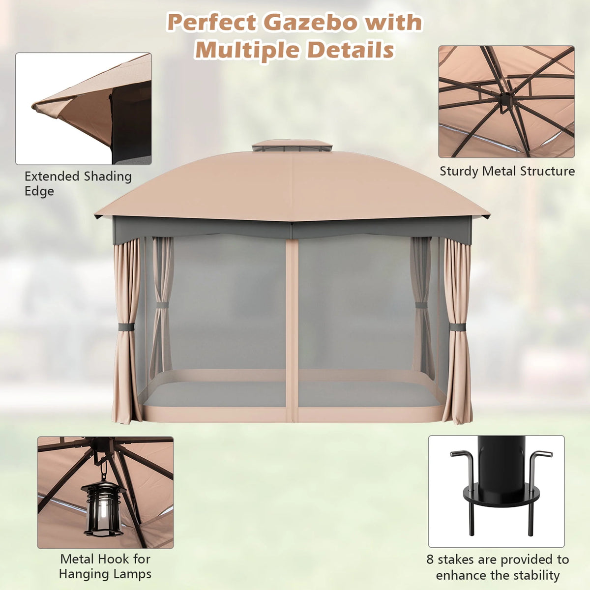 12' x 10' Heavy Duty Steel Gazebo F601092