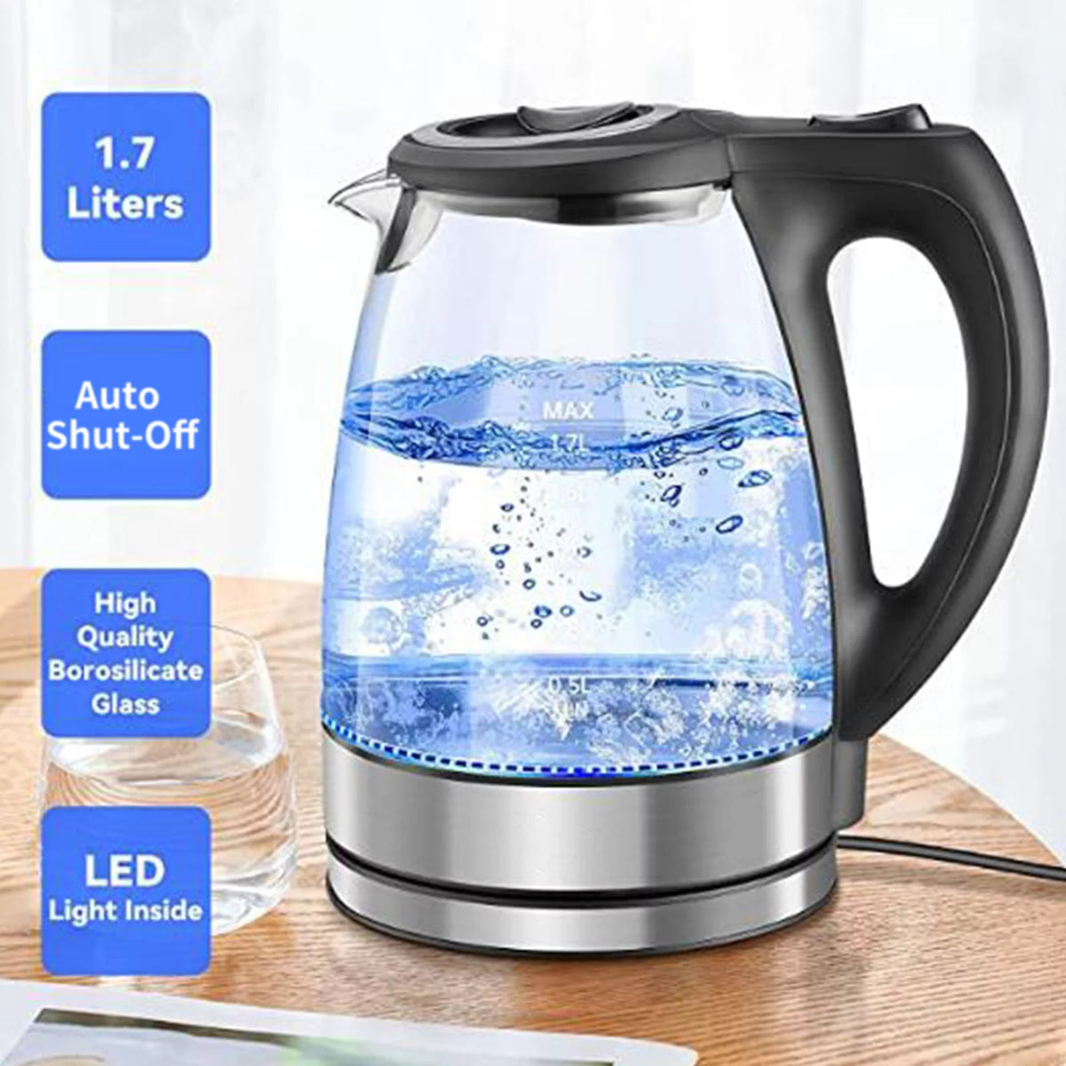 1.7L 1500W Glass Electric Kettle Z9883